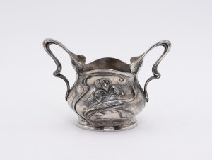 Art Nouveau sugar bowl with iris motif