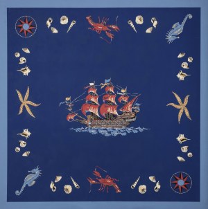 Gerhard LAETSCH (20th-20th century), Sailing ship - fabric design