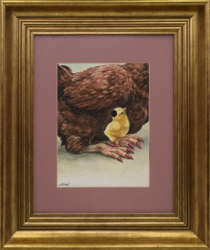 Surrealist composition, watercolor, paper; 23.5 x 17.5 cm;