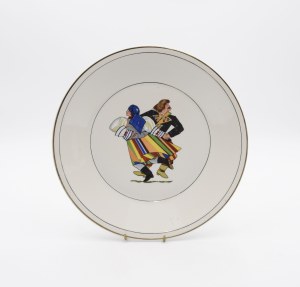 Fajansu i Porcelany Factory in Chodzież, Oberek - Decorative plate with miniature from the series 
