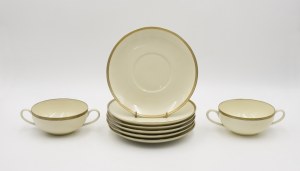 CHODZIEŻ - KOLMAR period, Set: 2 bouillon dishes (without saucers) and 6 plates