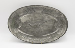 KAYSERZINN Company - J. P. KAYSER SOHN , Platter with a pair of pheasants and floral motifs