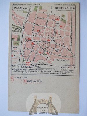 Bytom, Beuthen, city plan, ca. 1900.