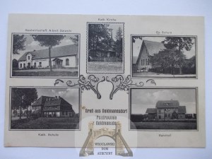 Jastrzębie Zdrój, Bzie, school, inn, station, ca. 1910