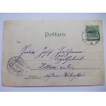 Mikołów, Nicolai, litografia, dworzec, ratusz, rzeźnia, 1900