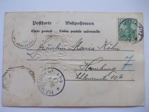 Myslowice, Myslowitz, triangle of 3 emperors, embossed coats of arms, rulers, 1901