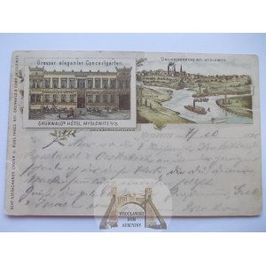 Mysłowice, Myslowitz, trójkąt 3 cesarzy, litografia, 1895
