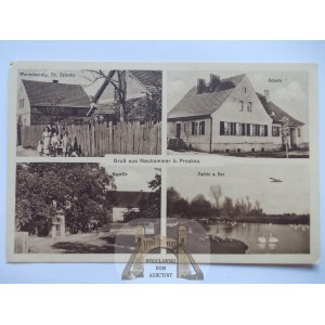 Nowa Kuźnia k. Opole, Prószków, kaplica, sklep, szkoła, ok. 1924
