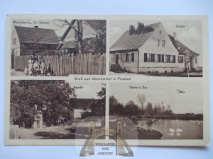 Nowa Kuźnia near Opole, Prószków, chapel, store, school, ca. 1924