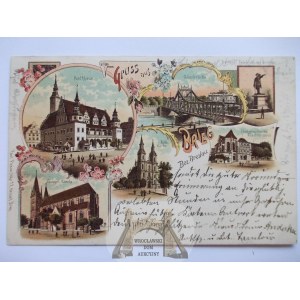 Brzeg, Brieg, litografia, 1898