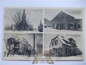 Nasale near Kluczbork, church, school, store, 1932