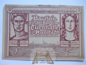Volchin, Konstadt, postcard brick for construction of gymnasium, 1924