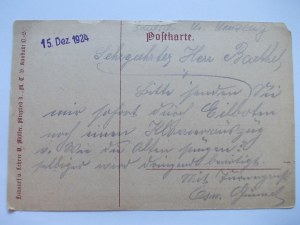 Volchin, Konstadt, postcard brick for construction of gymnasium, 1924