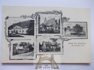 Miechowa near Kluczbork, church, palace, school, ca. 1910