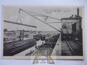 Kozle, Cosel, port, crane, 1915