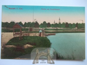 Prudnik, Neustadt, pond with gondolas, 1916