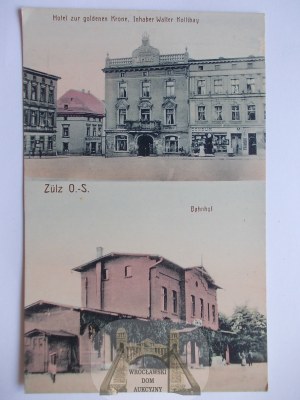Biała Prudnicka, Zulz, train station, hotel, ca. 1914