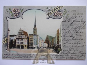 Nysa, Neisse, Market Square, frame,1902