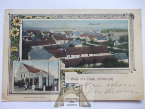 Jasienica Dolna near Nysa, panorama, store, ca. 1910