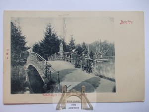 Wrocław, Breslau, bridge in Szczytnicki Park, circa 1900.