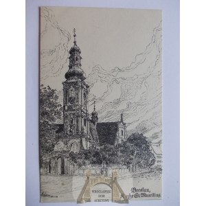 Wrocław, Breslau, kościół. św. Maurycego, graficzna, ok. 1920