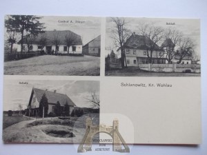 Sławowice near Wołów, palace, inn, school, ca. 1920.