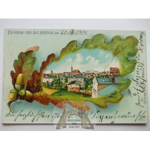 Góra, Guhrau, litografia w liściu, 1901