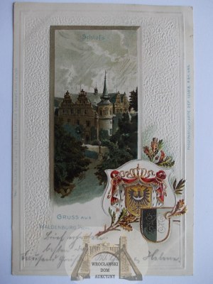 Walbrzych, Waldenburg, Czettritz Castle, embossed lithograph, 1901