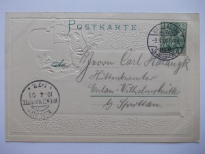 Walbrzych, Waldenburg, Czettritz Castle, embossed lithograph, 1901