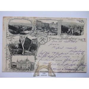 Wałbrzych, Waldenburg, gruss, wczesny światłodruk, 1894