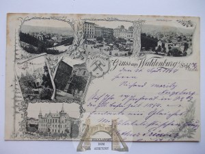 Waldenburg, Waldenburg, gruss, early light print, 1894