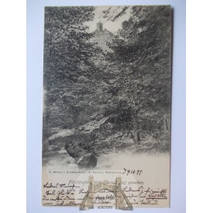 Książ, Furstenstein, Świebodzice, Przełom Pełcznicy, widok na zamek, 1899