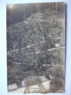 Sokolowsko, Gorbersdorf, bather on benches, private card, circa 1920.