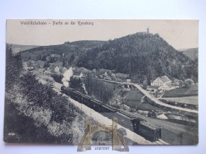 Zagórze Śląskie, Bystrzyca Railway, train, ca. 1908