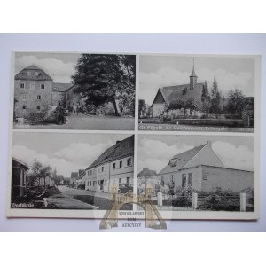 Ligota Wielka k. Dzierżoniów, Łagiewniki, zamek, kościół, ulica, sklep, 1933