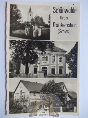 Budzów near Stoszowice, Ząbkowice Śląskie, palace, inn, church, ca. 1940.