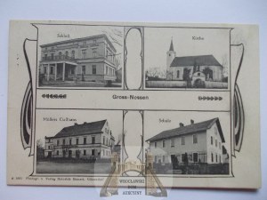Osina near Ziębice, palace, inn, school, church, 1912