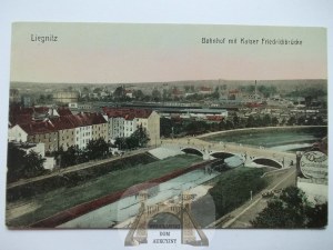 Legnica, Liegnitz, panorama, train station, bridge, ca. 1914