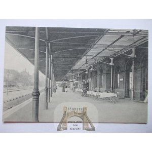Legnica, Liegnitz, dworzec, peron, stoliki, ok. 1910