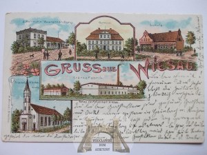 Radwanice near Polkowice, Glogow, lithograph, palace, store, 1905