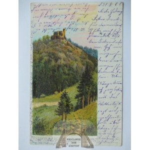 Jelenia Góra, Sobieszów, zamek Chojnik, pokryta brokatem, 1901