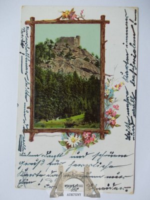 Jelenia Góra, Sobieszów, Chojnik castle, frame, lithograph, 1901