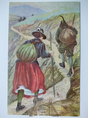 Giant Mountains, Riesengebirge, Humor, tourists, ca. 1914