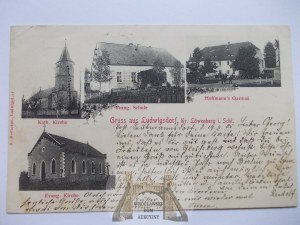 Chmielno near Lviv Slaski, school, inn, 1905