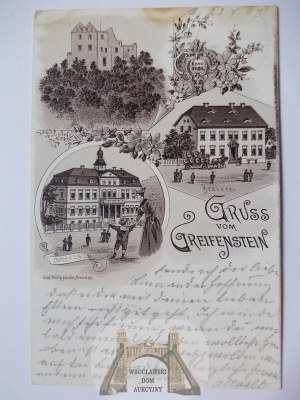 Gryfów Śląski, Greiffenberg, brewery, palace, lithograph, 1898