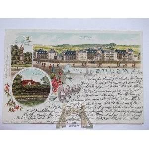 Lubań, Lauban, koszary, litografia, 1898