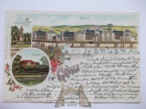 Luban, Lauban, barracks, lithograph, 1898