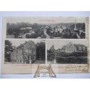 Miłoszów k. Leśna, Lubań, pałac, sklep, panorama, 1909