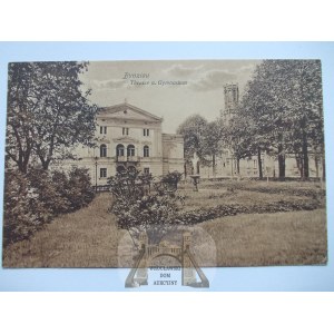 Bolesławiec, Bunzlau, teatr i gimnazjum, 1916