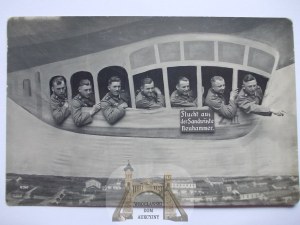 Swietoszow, Neuhammer, soldiers in an airship, collage photo, private card, ca. 1936